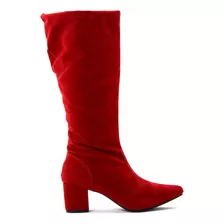 Botas Femininas Cano Alto Com Salto Baixo 6 Confortável