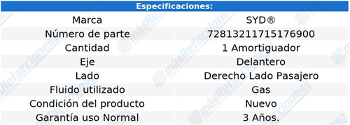 Amortiguador Gas Delantero Derecho Avalon De 2006 A 2012 Syd Foto 2