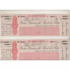 2 Antiguos Cheques Banco Frances Del Rio De La Plata 1948