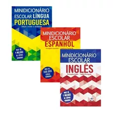 Kit Minidicionário Escolar Português + Inglês + Espanhol