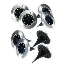 Pack X8 Focos Solar Para Exterior 8 Led Acero Inoxidable.