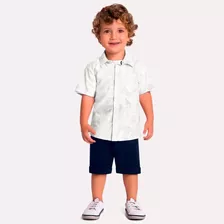 Conjunto Social Milon Menino Verao Camisa + Bermuda + Cinto