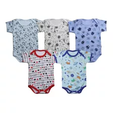 Kit C/ 60 Peças Body Curto Estampado Roupa De Bebê - Menino