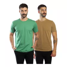 Kit 2 Camisetas Slim Masculina Estonada Malha Sustentável