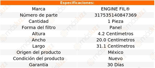 1- Filtro De Aire Rodeo 2.2l 4 Cil 1998/2003 Engine Fil Foto 2