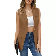 Blazer Casual Sin Mangas Para Mujer