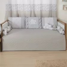 Kit Cama Babá Quarto Bebê Nuvenzinha Cinza - 8 Peças