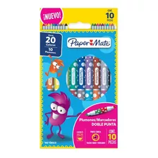 Plumones Medianos Doble Punta Paper Mate Magicolor X10 Unida