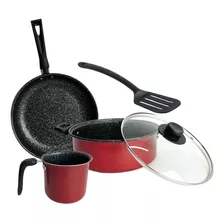 Batería De Cocina Deleite Roja 5 Pzs Vasconia Antiadherente