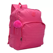 Mochila Feminina Rosa Nylon Amassadinho Tactel Notebook 14,5