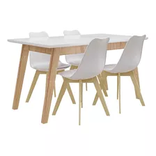 Combo Escandinavo Extensible Mesa 120 A 160 + 4 Sillas Tulip