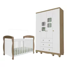 Quarto Bebê Berço Marquesa 3 Em 1 Guarda Roupa 4 Portas Uli