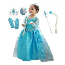 Fantasia Vestido Frozen Elsa Infantil Capa Acessórios Luvas
