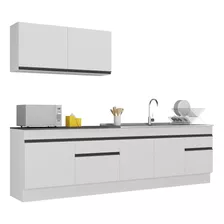 Armário De Cozinha Compacta 270cm Veneza Multimóveis V2111 Cor Branco/preto