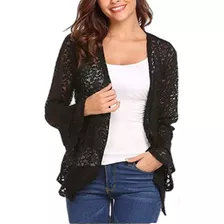 Blazer Juvenil Transparente Encaje Tipo Saco Suéter Casual