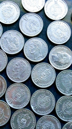 Monedas De Niquel Venezolana De 5 Bolívares 1973, 1977, 1989