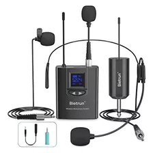 Sistema De Micrófono De Solapa Lavalier Inalámbrico Uhf, Mic Color Black