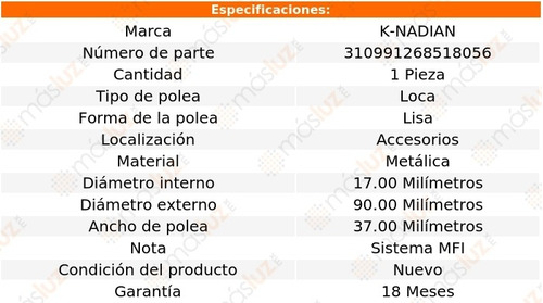 Polea Lisa Metalica Mazda Mx-3 L4 1.6l 93 K-nadian Foto 3