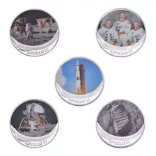 Kit Estojo 5 Moedas Comemorativas 50 Anos Apollo 11 Nasa 