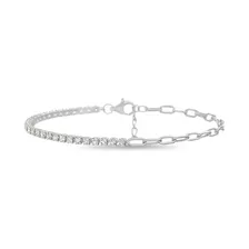 Pulsera Mitad Piedras Mitad Cadena Plata 925