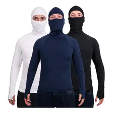 03 Camisas Segunda Pele Masculina Touca Ninja Termica Pesca