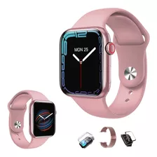 Relógio Smartwatch Masculino Feminino Hw57 Série 7 Com Nfc Caixa Rosa