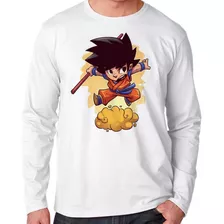 Camiseta Manga Longa Blusa Frio Mini Dragon Ball Z Goku Hero