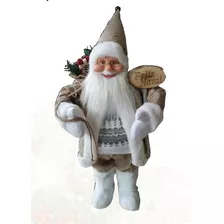 Boneco Papai Noel Plaquinha Natalino Decoração Cor Bege E Branco