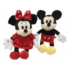 2 Pelúcias Minnie Vermelha E Mickey Musicais 28cm