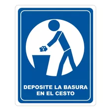 Señalamiento Letrero Deposite La Basura En El Cesto 20x25 Cm