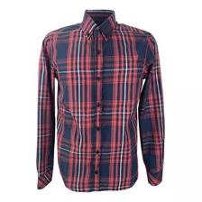 Camisa Masculina Pura Raça Regular Manga Longa Quadriculada