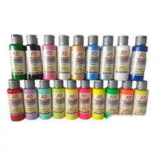 Pintura Acrilica Set X 10 Ad Primario Pastel Metalicos Fluo