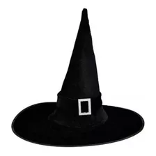 Sombrero Bruja Pana Con Hebilla Cotillon Disfraz Halloween Color Negro