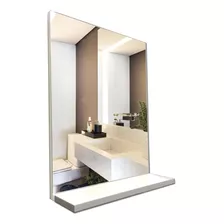 Espelho Simples C/ Prateleira P/ Banheiro Lavabo Penteadeira