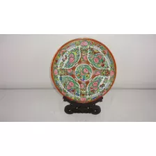 Plato Oriental Antiguo Canton De Porcelana Pintado Miralo