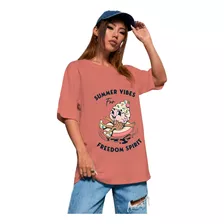 Camiseta Estilosa Freedom Summer Vibes Oversized Life Style