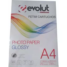 1000 Folhas Papel Fotográfico Glossy Evolut 230g A4