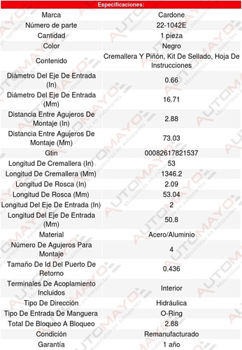 1 Cremallera Direccion Hidraulica Gmc Acadia 07-16 Cardone Foto 5