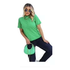 Blusa Feminina Estilosa T-shirt Gola Alta Verde 100% Algodão