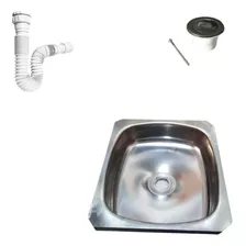 Pileta De Acero Inox Para Mezada + Valvula + Sifon Corrugado