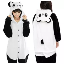 Pijama De Flanela De Panda Com Capuz, Lindo Traje De Desenho