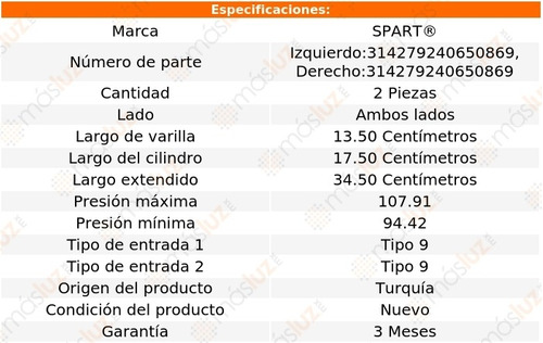 (2) Amortiguadores De Cofre Acura Tl 04/08 Spart Foto 2