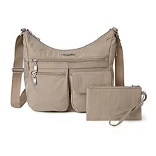 Bolso De Dama Beige Tipo Bandolera Tela Baggallini