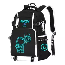 Mochila Escolar Luminiscente Para Niño Niña Primarios Impermeable Infantil Estilo Espacial Astronauta