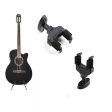 Kit Violão Land Eletrico Nylon Preto Suporte De Parede