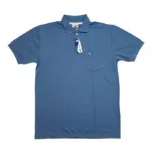 Camisa Polo Pique Kalanuí Lisa Petroleo Com Bolso Tam Extra