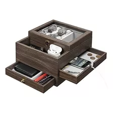 Caja De Reloj Homde Para Hombre, Organizador De Joyas Con C