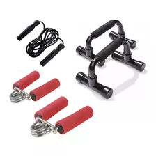 Push Up Paralela + Handgrip Resorte+ Soga De Saltar Con Rul.