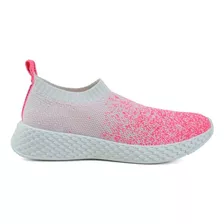 Tenis Feminino Giulia Domna Knit Branco/pink Neon 147