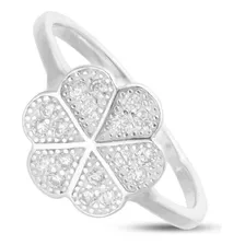 Anillo De Plata 925 Mujer Flor Micropave